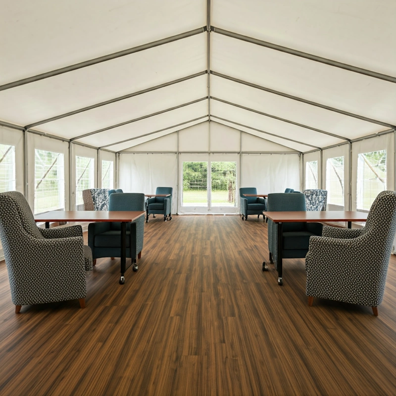 介護施設の固定式テント