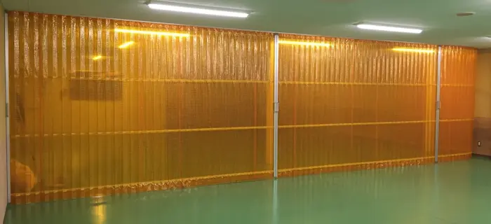 新築食品工場　間仕切り　アコーディオンカーテン　防虫